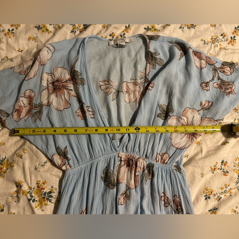 Forever 21 Floral Light Blue Maxi Dress | Size S - Picture 9 of 9
